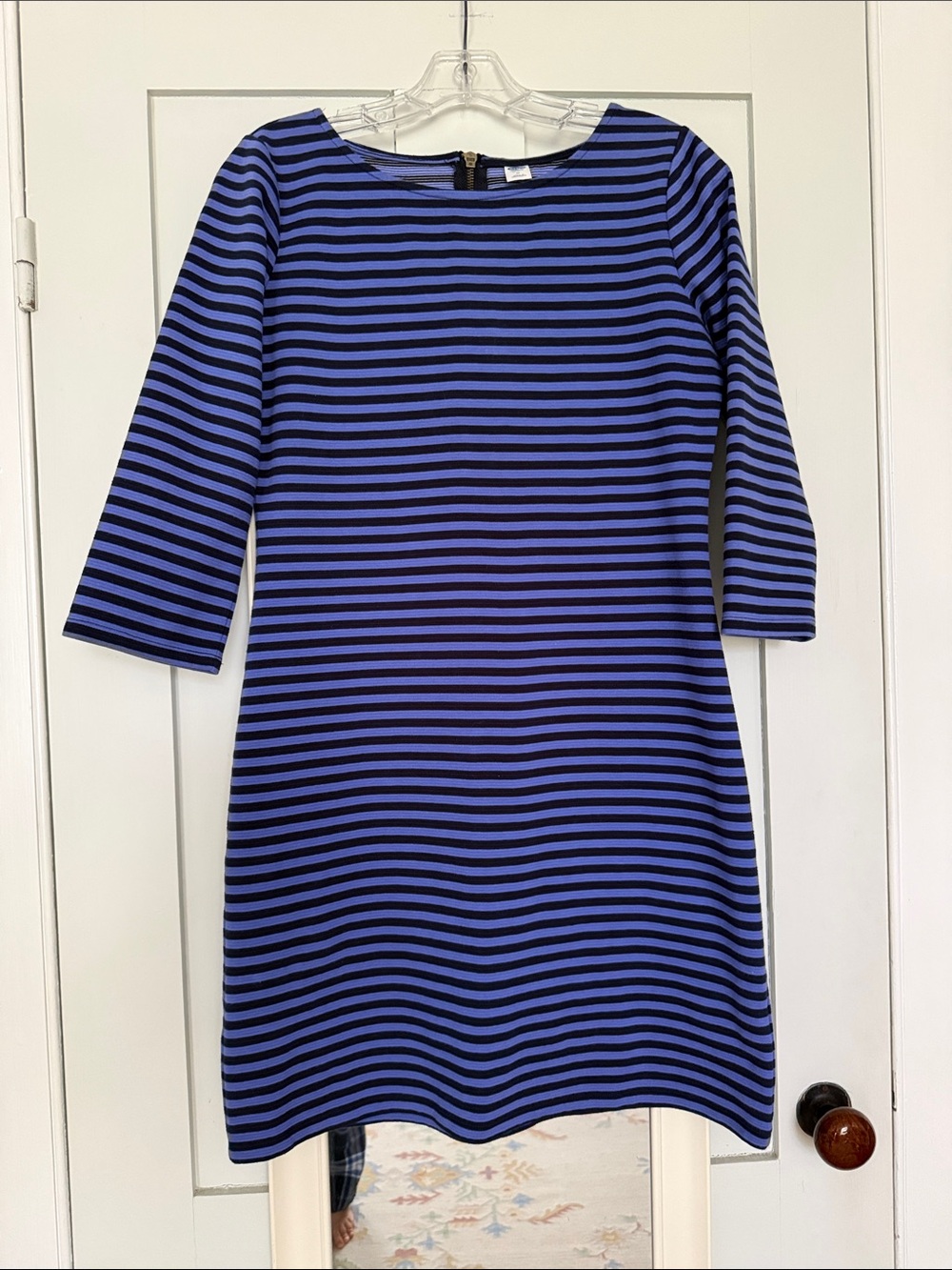 Blue and Navy Striped Women's Shift Dress